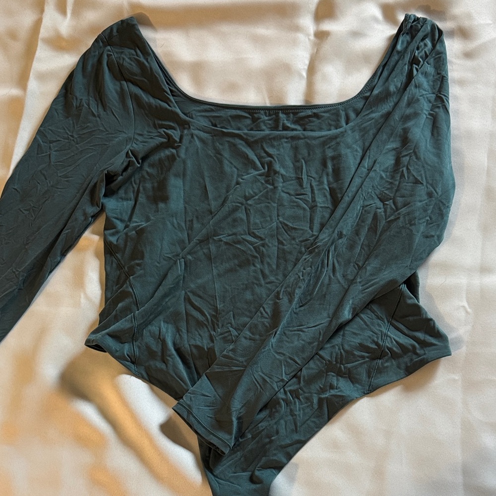 Lululemon Teal Long Sleeve bodysuit, snap crotch, size XL